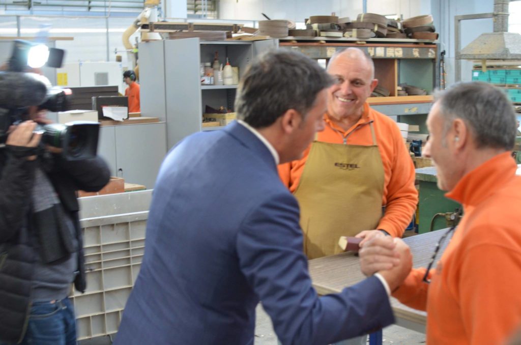 Matteo Renzi in visita presso lo stabilimento di Thiene di Estel Group